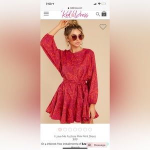 Red Dress mini swing dress with rope belt